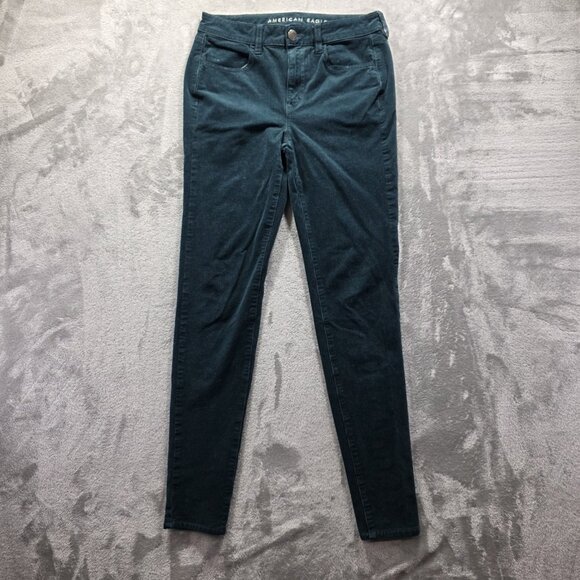 American Eagle Corduroy Jeggings Womens Size 6 Long Green Hi-Rise Jegging - Picture 1 of 11